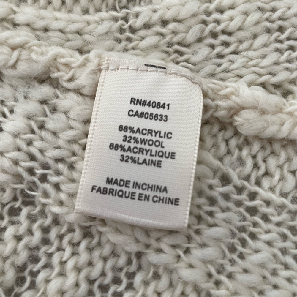 Aventura Pointelle Knit Cardigan Wool Blend Cream Layering Boho Open Knit - Picture 7 of 7